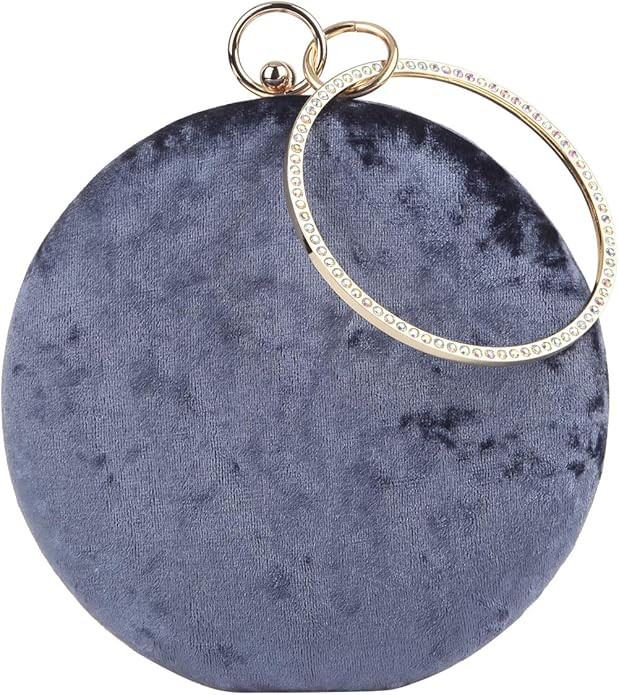 Fawziya Velvet Clutch Round Bag Rhinestone Purses For Women | Amazon (US)