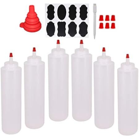 Cornucopia 8oz HDPE Plastic Squeeze Bottles w/Yorker Tips (6-Pack), Empty Refillable Bottles for Art | Amazon (US)