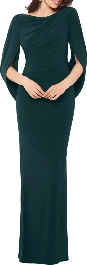 Cape Long Sleeve Trumpet Gown | Nordstrom