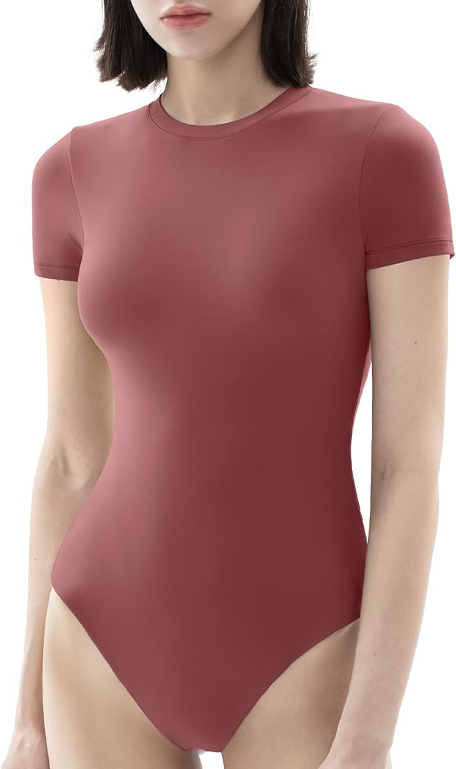 PUMIEY Women's Crew Neck Short Sleeve Bodysuit Smoke Cloud Collection T-shirt Tops | Amazon (US)