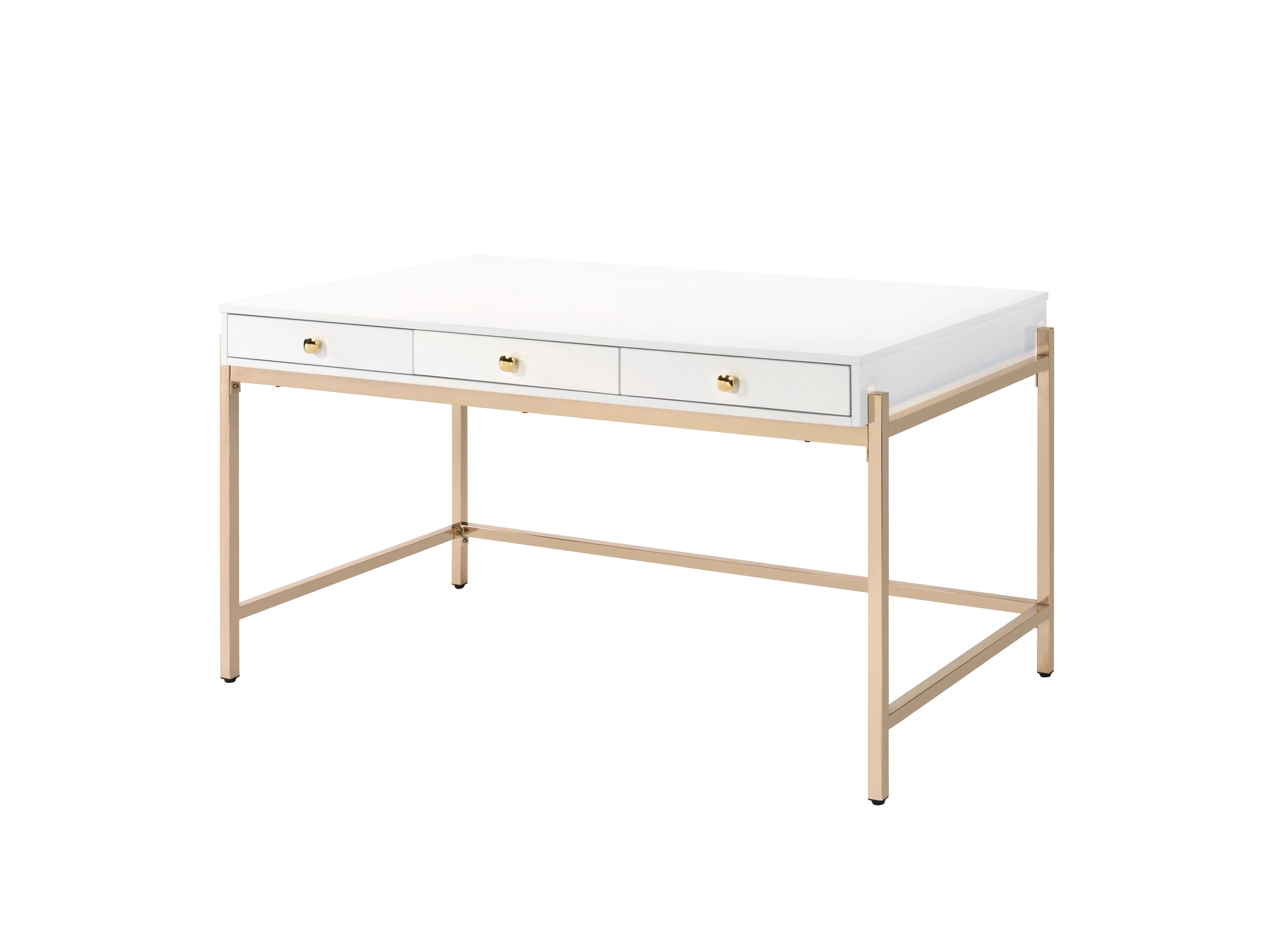 Acme Furniture Ottey Desk in White High Gloss & Gold - Walmart.com | Walmart (US)