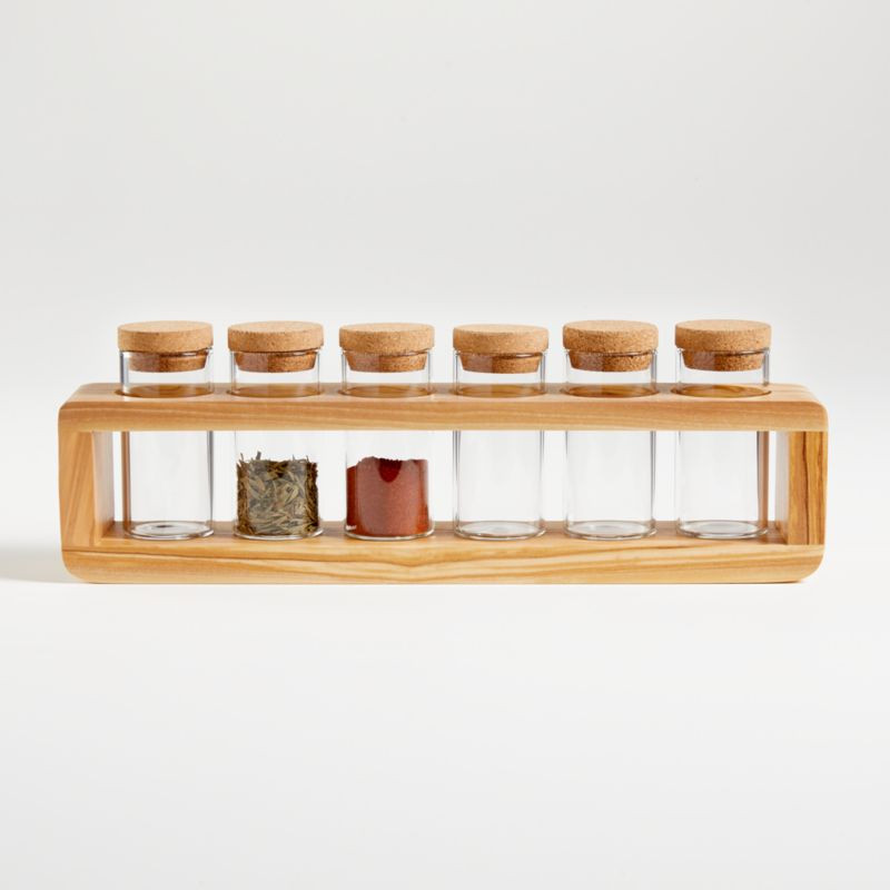Maia Olivewood 6-Jar Spice Rack + Reviews | Crate & Barrel | Crate & Barrel