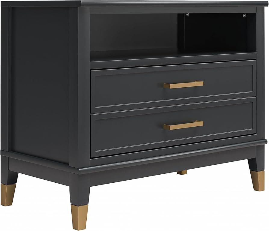 CosmoLiving by Cosmopolitan Westerleigh Wide Nightstand, Black | Amazon (US)