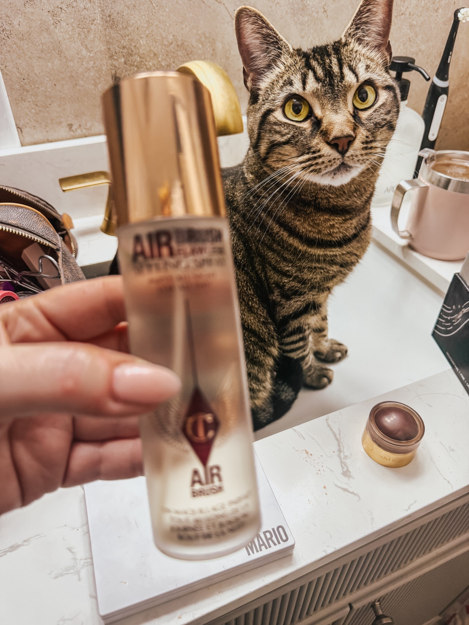This is easily the best preforming setting spray that I've ever used! 
It licks everything in place with out the sting of alcohol like so many other setting spray's.
Your makeup will still look phenomenal underneath.

Makeup, beauty, cosmetics, tabby cat

#LTKdayinmylife #LTKgrwm #LTKBeauty