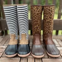 Girls Patterned Tall Duck Boots | Jane