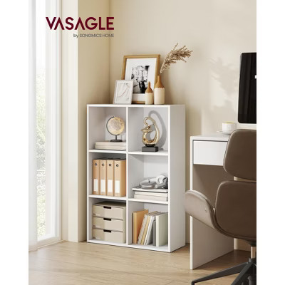 6-Cube Storage Shelf, Open Bookcase Organizer, 9.4" D x 25.8" W x 38.6" H, for Living Room, Office, Dining Room, Cloud White | Target