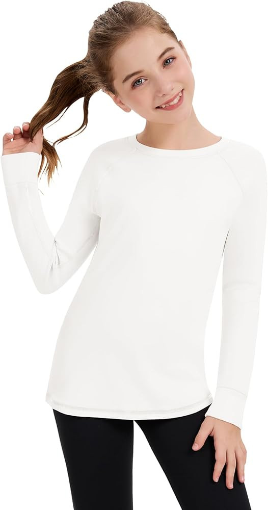 Soneven Girls' Thermal Shirt Fleece Lined Long Sleeve Shirt Crewneck Soft Thermal Undershirt Kids | Amazon (US)