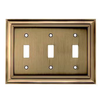 allen + roth Cosgrove 3 -Gang Antique brass Metal Indoor Toggle Wall Plate | Lowe's