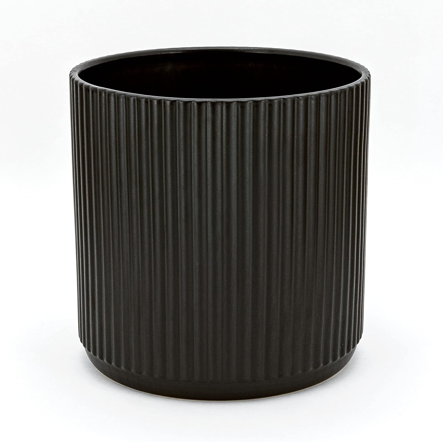 Amazon Basics Fluted Ceramic Round Planter, 10-Inch, Black | Amazon (US)