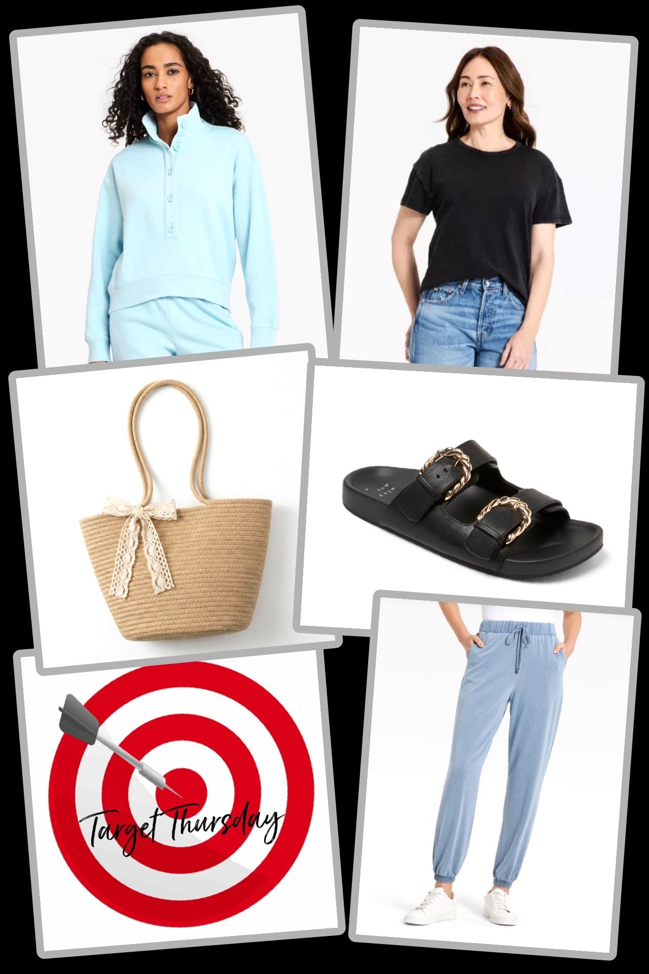 Time for Target Thursday, a round up of fantastic New Arrivals worth checking out! 🎯

🎯 Universal Thread Women’s Button-Front Sweatshirt - yet another incredibly comfy and on trend sweatshirt that Target has launched this Spring! This new version is so soft and snuggly, and the button detailing is so popular currently. Two great colors to choose from! 

🎯Alilang Women’s Woven Crochet Tote Bag - new bag that is so great for Spring! Straw bags are always a favorite this time of year, and the silhouette and bow detailing are so lovely on this bag, along with the neutral style that is easy to pair with anything. Excellent sale price right now!

🎯 Universal Thread Women’s Short Sleeve Boyfriend Shirt - loving this new tee style that is super affordable, with the best flowier fit. The loose sleeve is also extra comfy and nice in the warmer months - tons of colors available. 

🎯 A New Day Women’s Koda Sandals with Memory Foam - brand new sandal that just launched in a classic style! Footwear with gold or silver detailing is always classy with an extra element of style, and this is definitely a fresh take on an ongoing best seller. 

🎯 A New Day Women’s Denim Joggers - Target has done a fabulous job this Spring of introducing updated versions of classic styles, and this is another item that has been popular since launching. These joggers are made of the softest denim fabric that is so lightweight and easy to wear. Definitely a fun style heading into the warmer months!  

#target #targetthursday #targetfinds #targetstyle

#LTKActive #LTKootd #LTKSeasonal