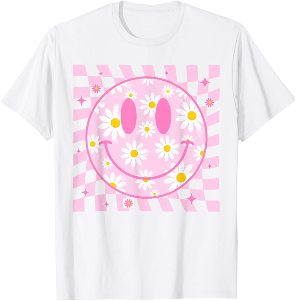 Happy Face Daisy Flower Shirt Preppy Aesthetic Smile Face T-Shirt | Amazon (US)