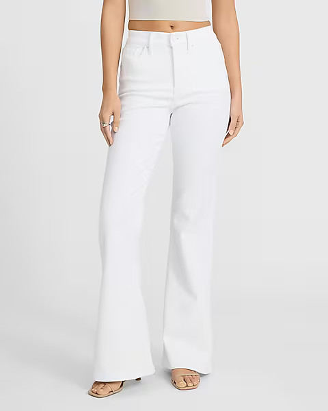 Mid Rise White '70s Flare Jeans | Express