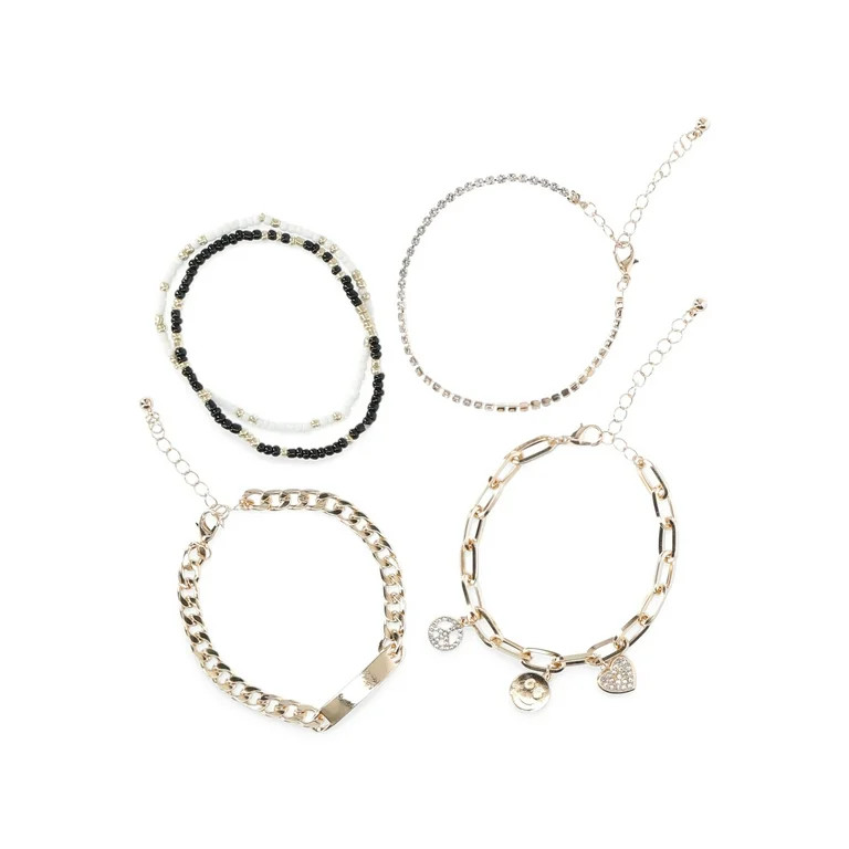 No Boundaries Charm and Beaded Bracelets Set, 5 Pack, Women’s | Walmart (US)