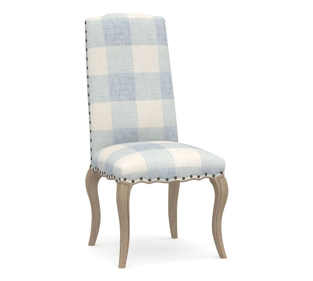 Calais Upholstered Dining Side Chair, Seadrift Frame, Vintage Grainsack Buffalo Seaglass | Pottery Barn (US)