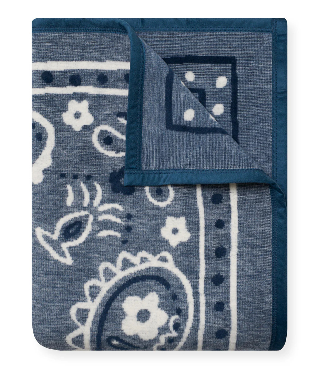 Vintage Blue Bandana Throw Blanket | ChappyWrap | ChappyWrap