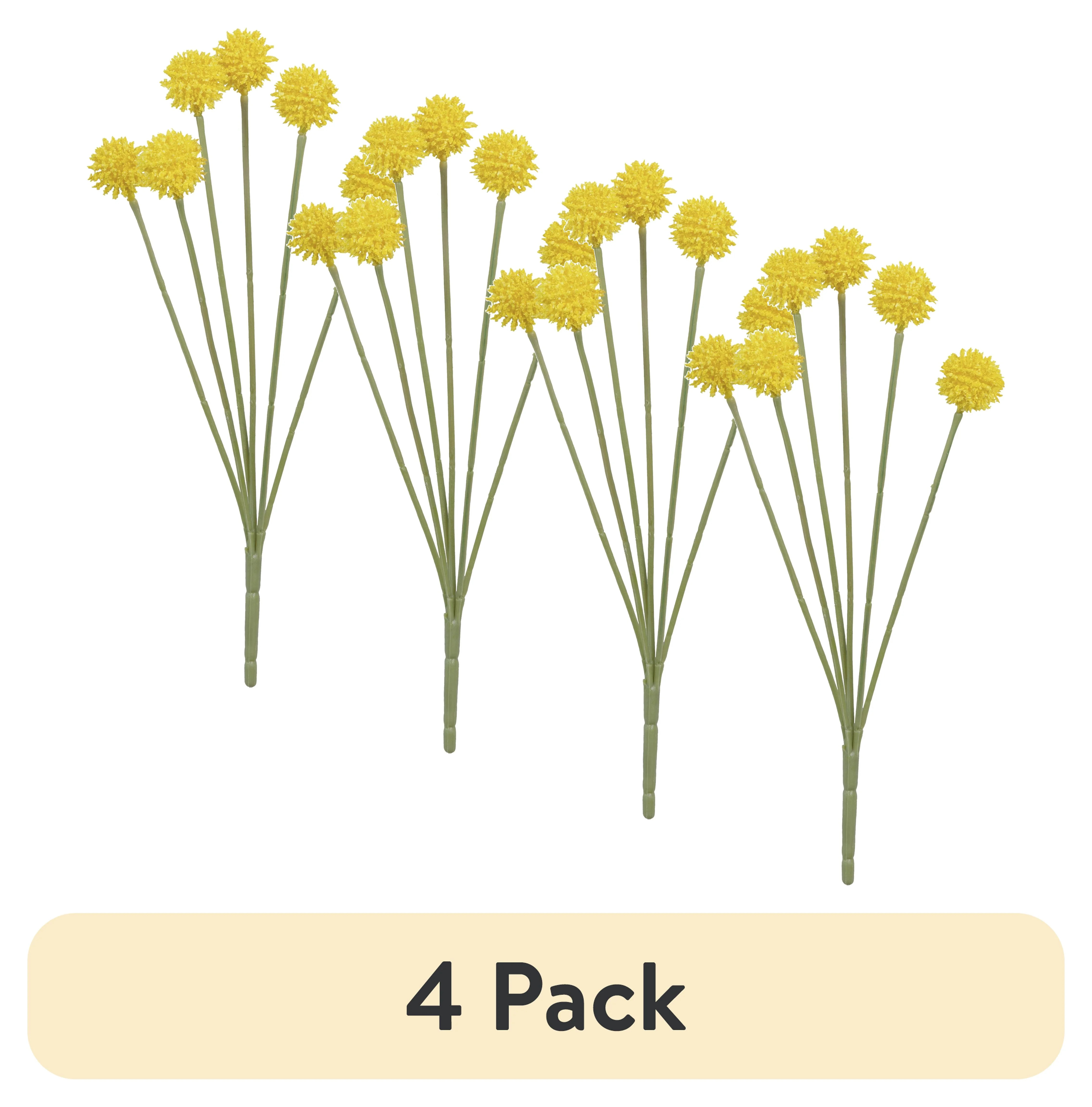 (4 pack) 14-inch Artificial Yellow 6 Heads Billy Button Pick, for Indoor Use, by Mainstays | Walmart (US)