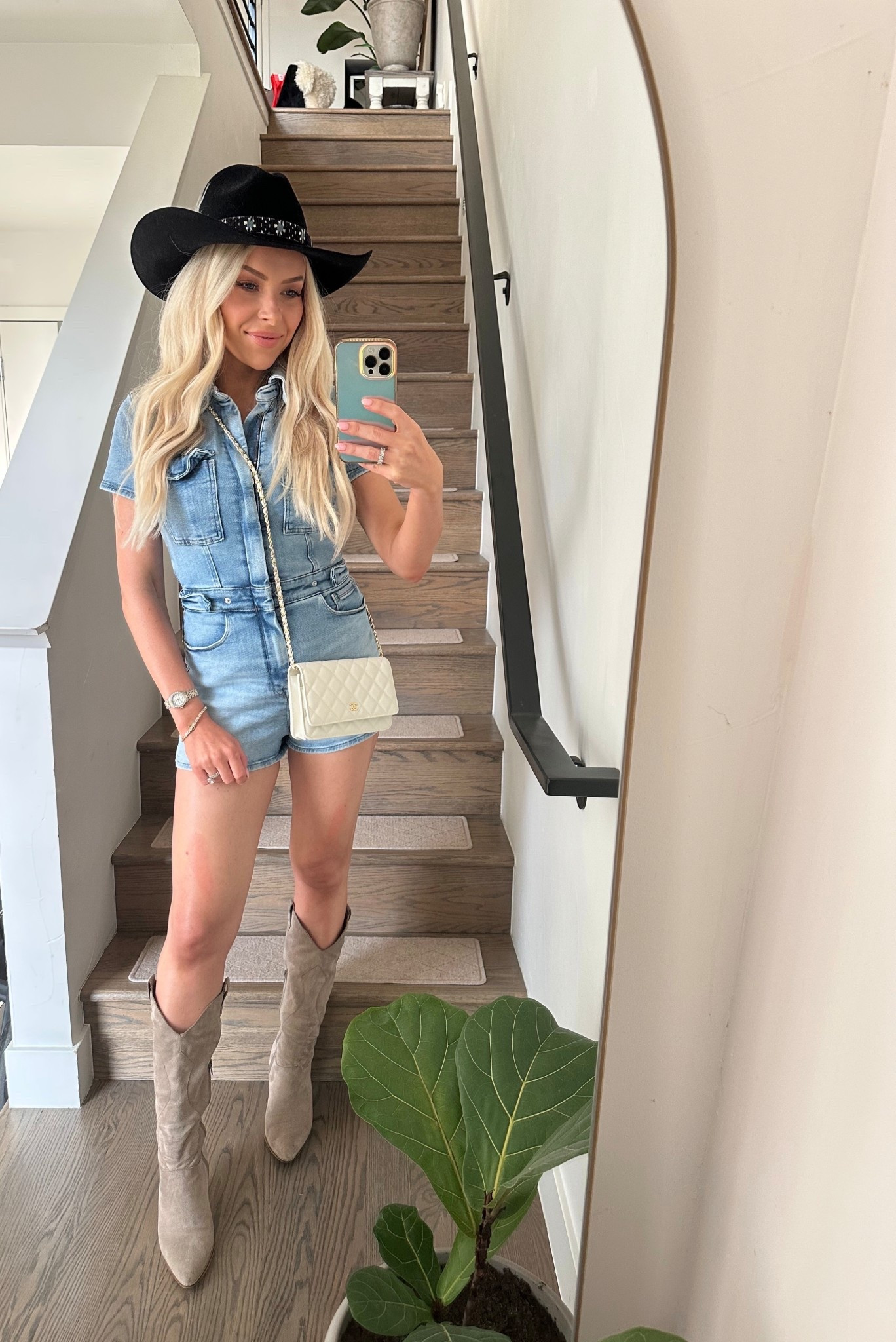 Serving denim cowgirl energy 🤠
This romper is so flattering and comfy — pairing it with my go-to boots and a custom black kemosabe cowboy hat for a look that works from summer concerts to casual brunch.

#LTKStyle
#LTKOutfit
#ShopMyLook
#LTKSeasonalStyle
#LTKWestern
#CowgirlChic
#WesternStyle
#OOTD
#SummerStyle
#DenimRomper
#RomperStyle
#WesternFashion
#LTKUnder100
#LTKBoots
#NeutralStyle
#CowgirlCool
#ModernCowgirl
#WesternWear
#CountryConcertOutfit
#RodeoReady
#BlondeStyle
#EffortlessStyle
#CuteAndCasual
#EverydayLook
#FestivalReady
#StyleInspo
#StyleGoals
#OutfitInspo
#WeekendStyle
#CoolGirlStyle
#hotmomstyle
