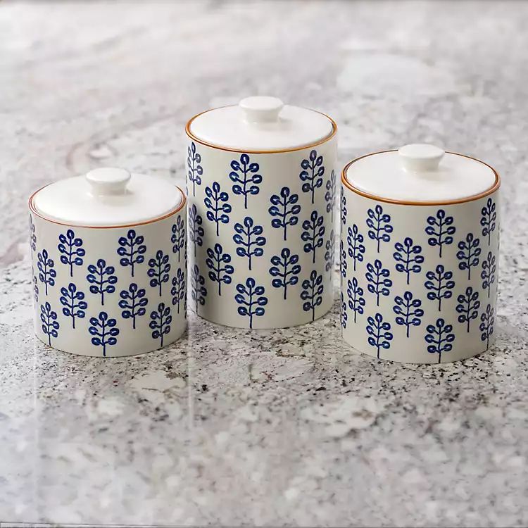 New! Blue Bonnet Ceramic Canisters, Set of 3 | Kirkland's Home