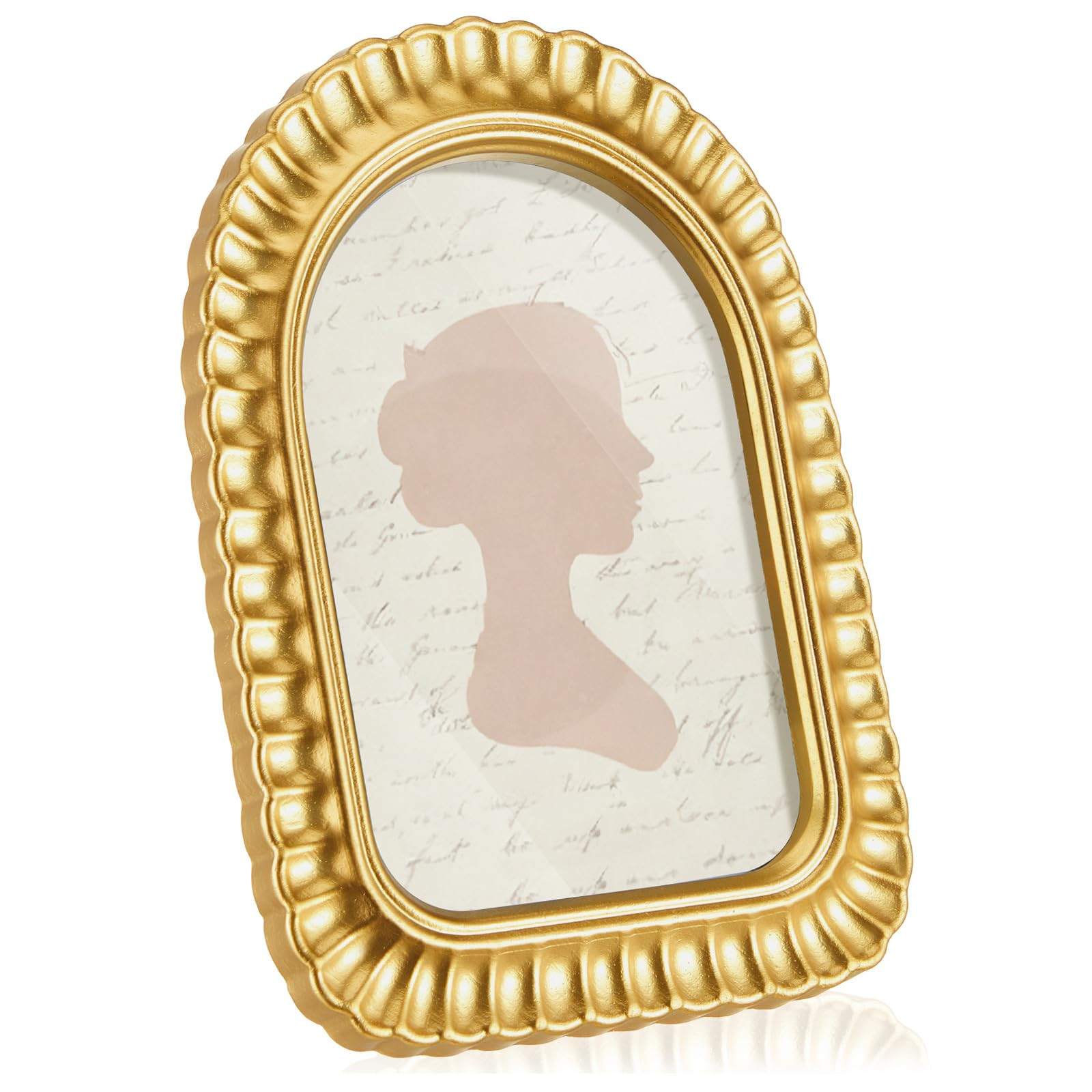 AceOrbit 4x6 Inch Gold Petal Arched Picture Frame Vintage Scalloped Wooden Real Glass Photo Frame... | Amazon (US)