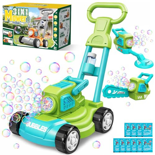 Bubble Lawn Mower for Kids, 3-in-1 Bubble Machine Blower with 10 Bubble Solution, Outdoor Push Toys for Toddlers Ages 3-8, Birthday Easter Summer Gift for Boys Girls 3 4 5 6 7 8 Year Old | Amazon (US)
