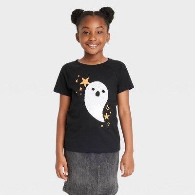 Girls' Halloween Flip Sequin Short Sleeve T-Shirt - Cat & Jack™ | Target