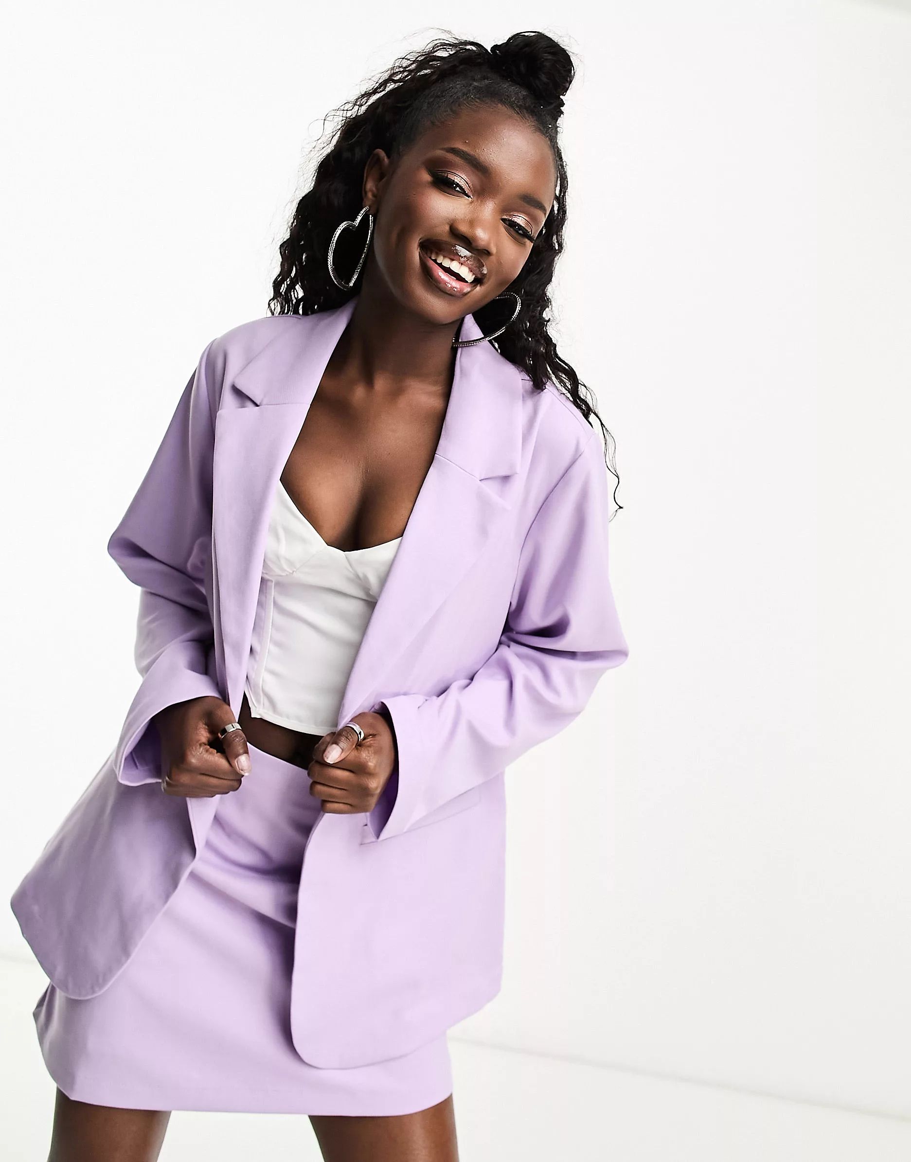 Monki mix and match oversized blazer in lilac - part of a set | ASOS (Global)
