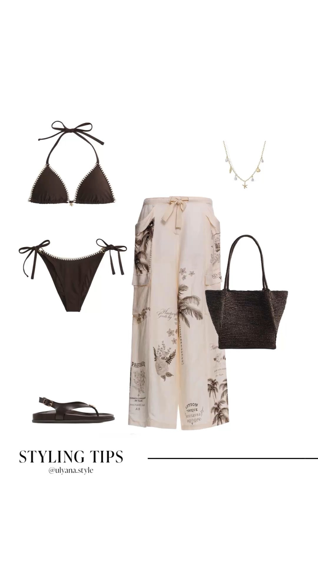 Brown bikini swim with the printed linen pants is such a chic coastal vacation combo 🤎 Perfect for a beach club day, resort wear, Europe summer trip, honeymoon outfit, or elevated poolside look. Loving the mix of neutral resortwear, raffia bag, and minimalist sandals for that effortless luxury aesthetic.

beach vacation outfit | beach bag | resort wear | Europe summer outfit | linen pants outfit | brown bikini | neutral vacation outfit | coastal chic | beach club outfit | classy swimwear | tropical vacation outfits | raffia tote | vacation style | poolside outfit | effortless summer style | swimwear | swim suits | bikini set | summer sandals | 

#LTKdayinmylife #LTKgrwm #LTKootd #LTKSeasonal #LTKU #LTKSaleAlert #LTKTravel
