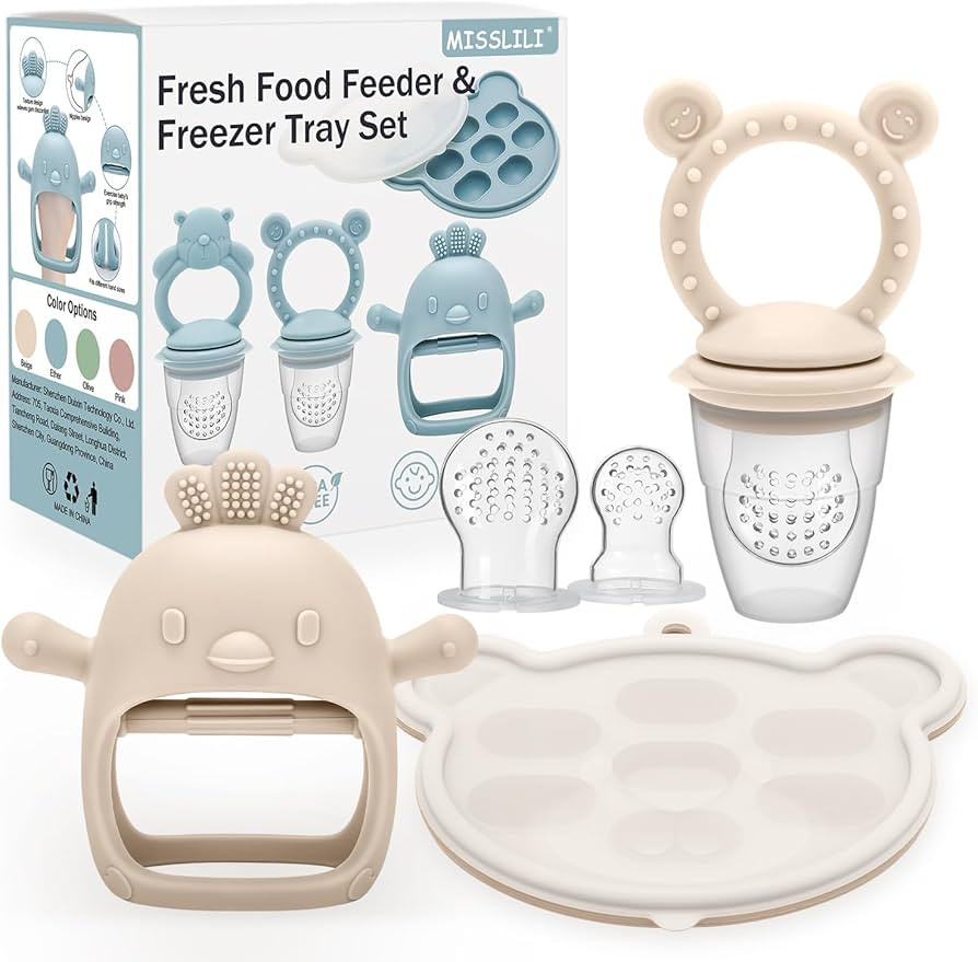 3 Pack Silicone Teething Mitten for Babies with Baby Fruit Food Feeder & Freezer Tray Set, BPA Fr... | Amazon (CA)