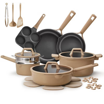 Carote 21pc Nonstick Cookware Set Taupe | Target