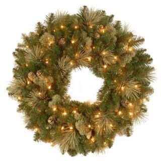 National Tree Company 24 in. Battery Operated LED Lights Carolina Pine Wreath-CAP3-306-24WB-1 - T... | The Home Depot