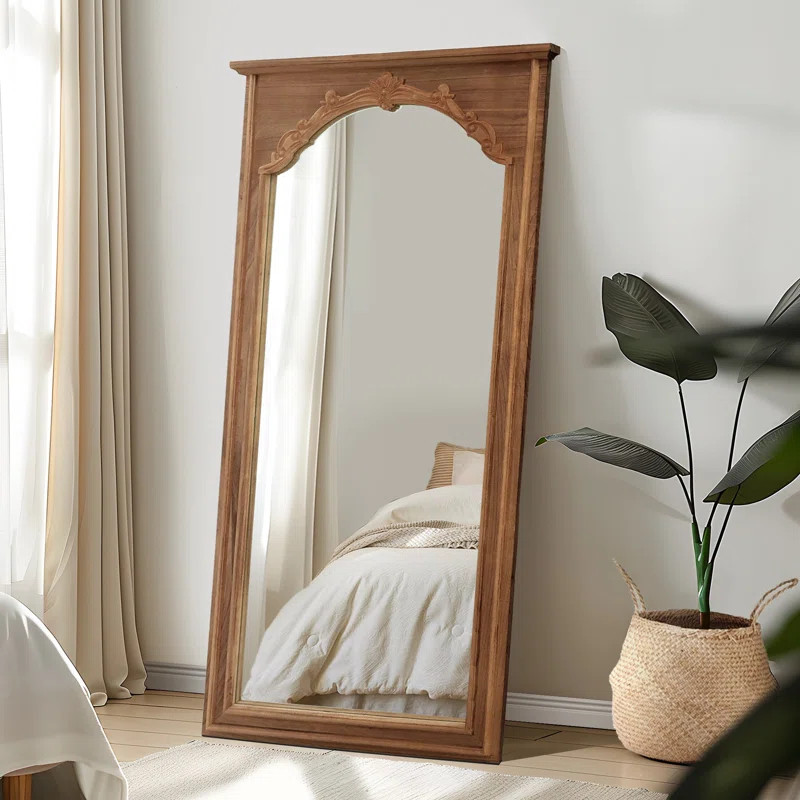 Rectangle Wood Full Length Mirror Wall Mirror with Inner Arch Carved Frame | Wayfair North America