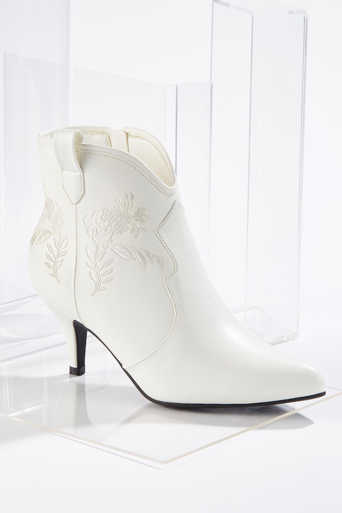 Embroidered White Booties | Cato Fashions