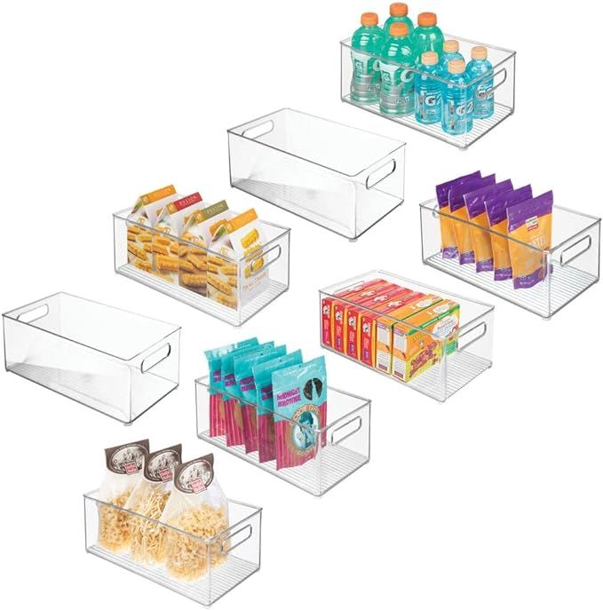 mDesign Deep Plastic Kitchen Storage Organizer Container Bin for Pantry, Cabinet, Cupboard, Shelv... | Amazon (US)