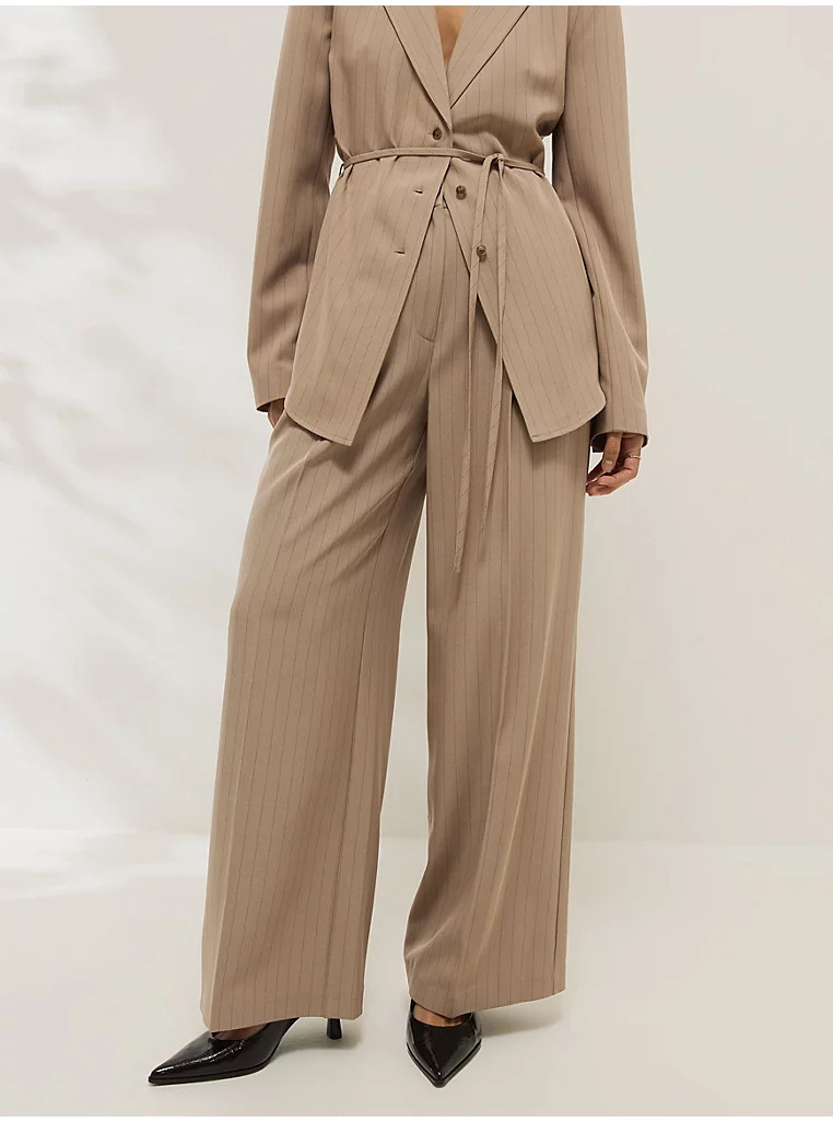 Pinstripe Wide Leg Trousers | George