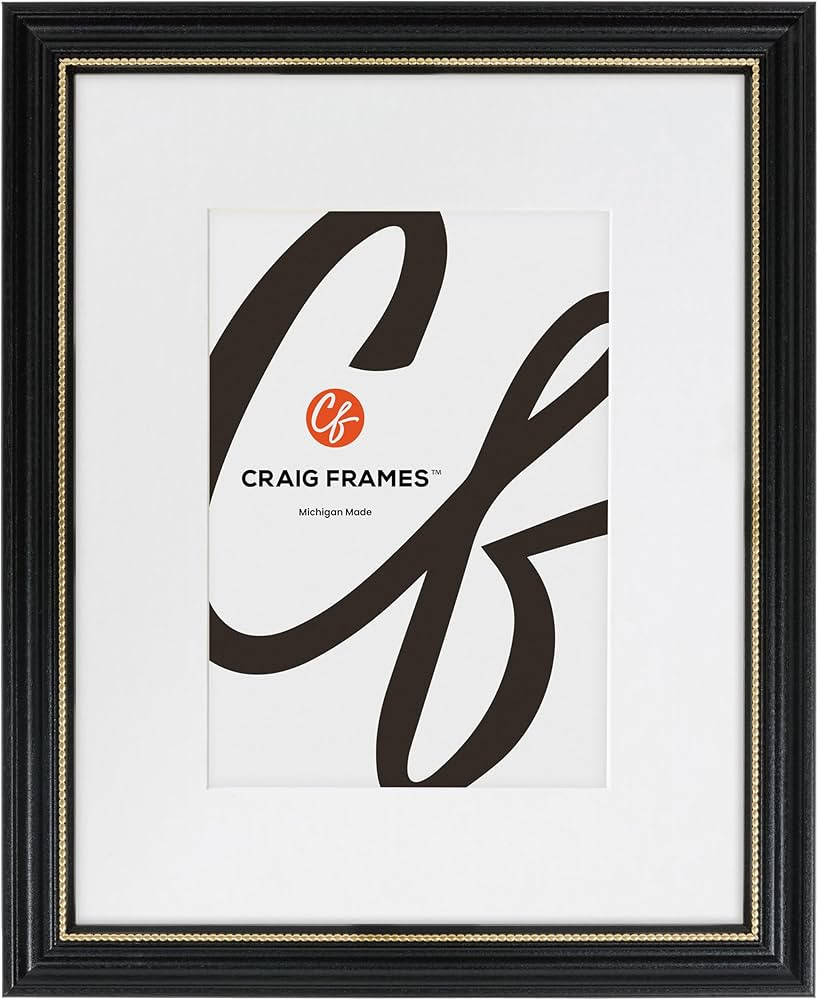 Craig Frames 314BG, 11x14 Picture Frame Matted for an 8x10 Photo, Ornate Black and Gold | Amazon (US)