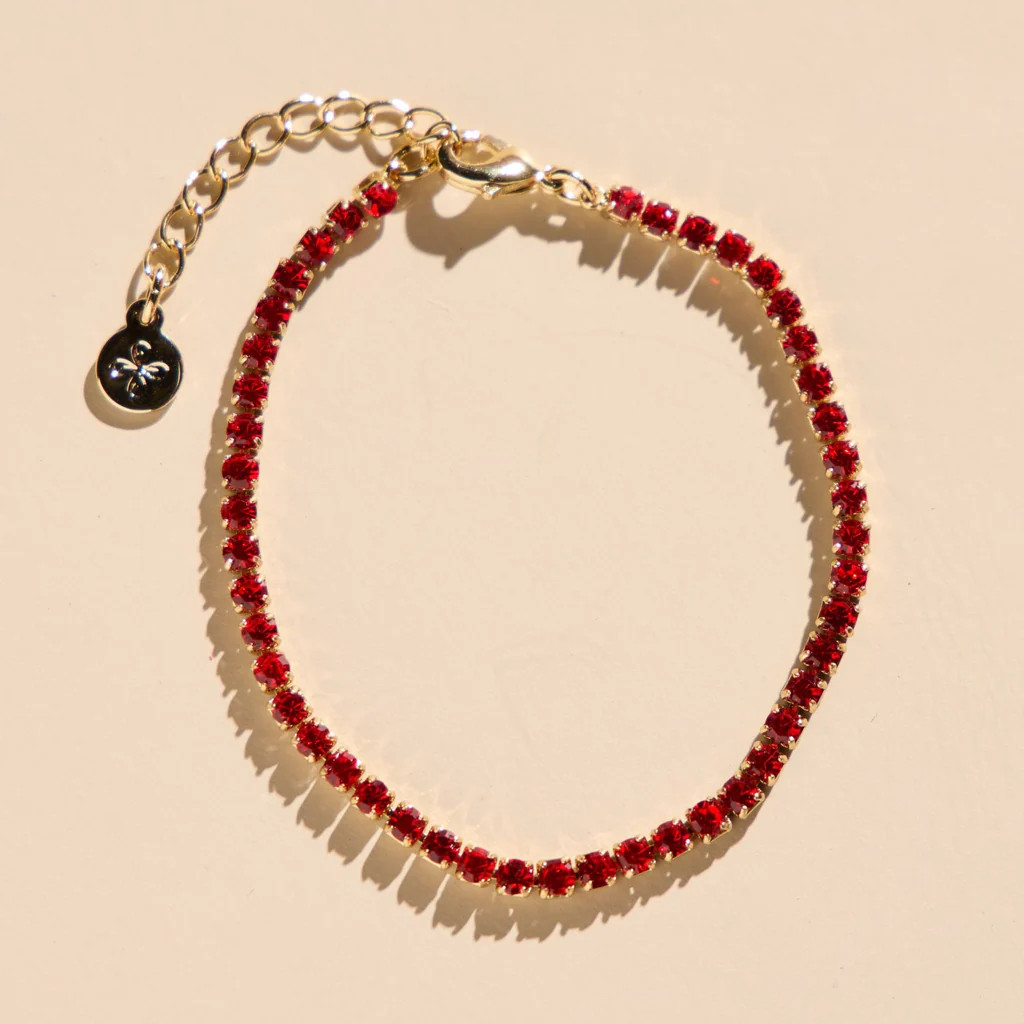 Red Tennis Bracelet | Nickel and Suede
