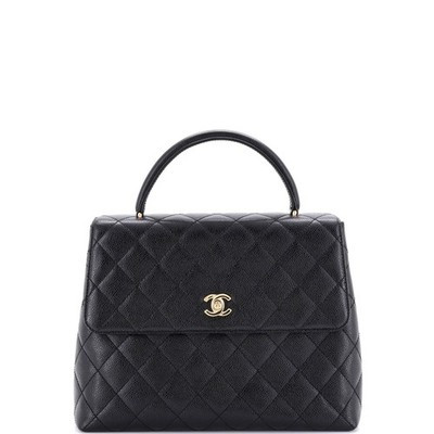 Chanel Vintage Classic Top Handle Flap Bag Quilted Caviar Jumbo | eBay US