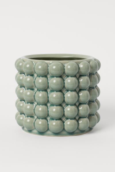 Plant pot in glazed stoneware with a bubbled finish. Inner diameter approx. 5 3/4 in., height 6 1... | H&M (US + CA)