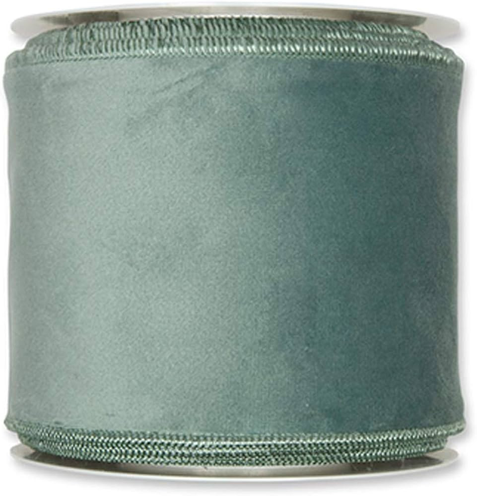 Floristrywarehouse Sage Green Velvet Fabric Ribbon 4 inches Wide on 9 Yards roll Wired Edge | Amazon (US)