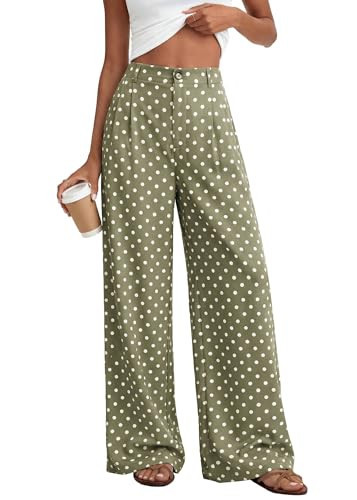 KIRUNDO Dress Pants Women 2026 Summer Polka Dot Palazzo Wide Leg Trousers Flowy Business Casual S... | Amazon (US)