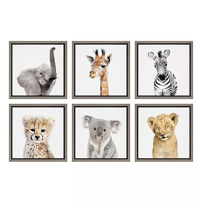 Kate And Laurel® Sylvie Safari Animals 13-Inch Frame Canvas Wall Art (Set of 6) | Bed Bath & Bey... | Bed Bath & Beyond
