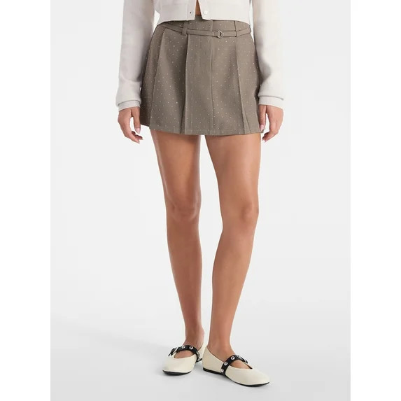 No Boundaries Embellished Pleated Mini Skirt, Women's | Walmart (US)