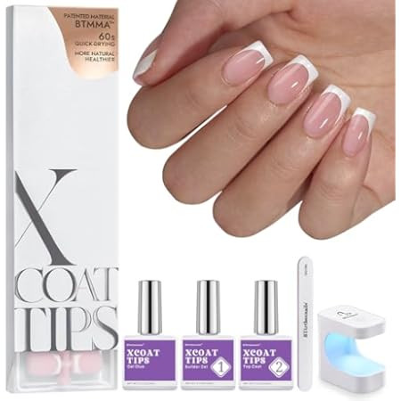 btartboxnails XCOATTIPS French Tip Nails - White Press On Nails Short, 160 Pcs Milky White Square... | Amazon (US)