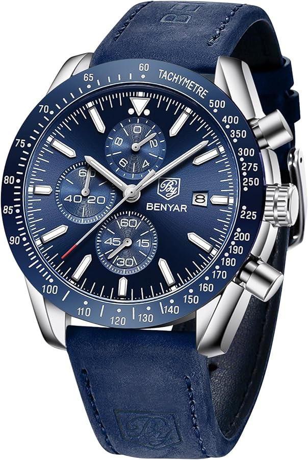 BY BENYAR Mens Watches Analog Quartz Chronograph Waterproof Men's Wrist Watches Business Casual F... | Amazon (US)
