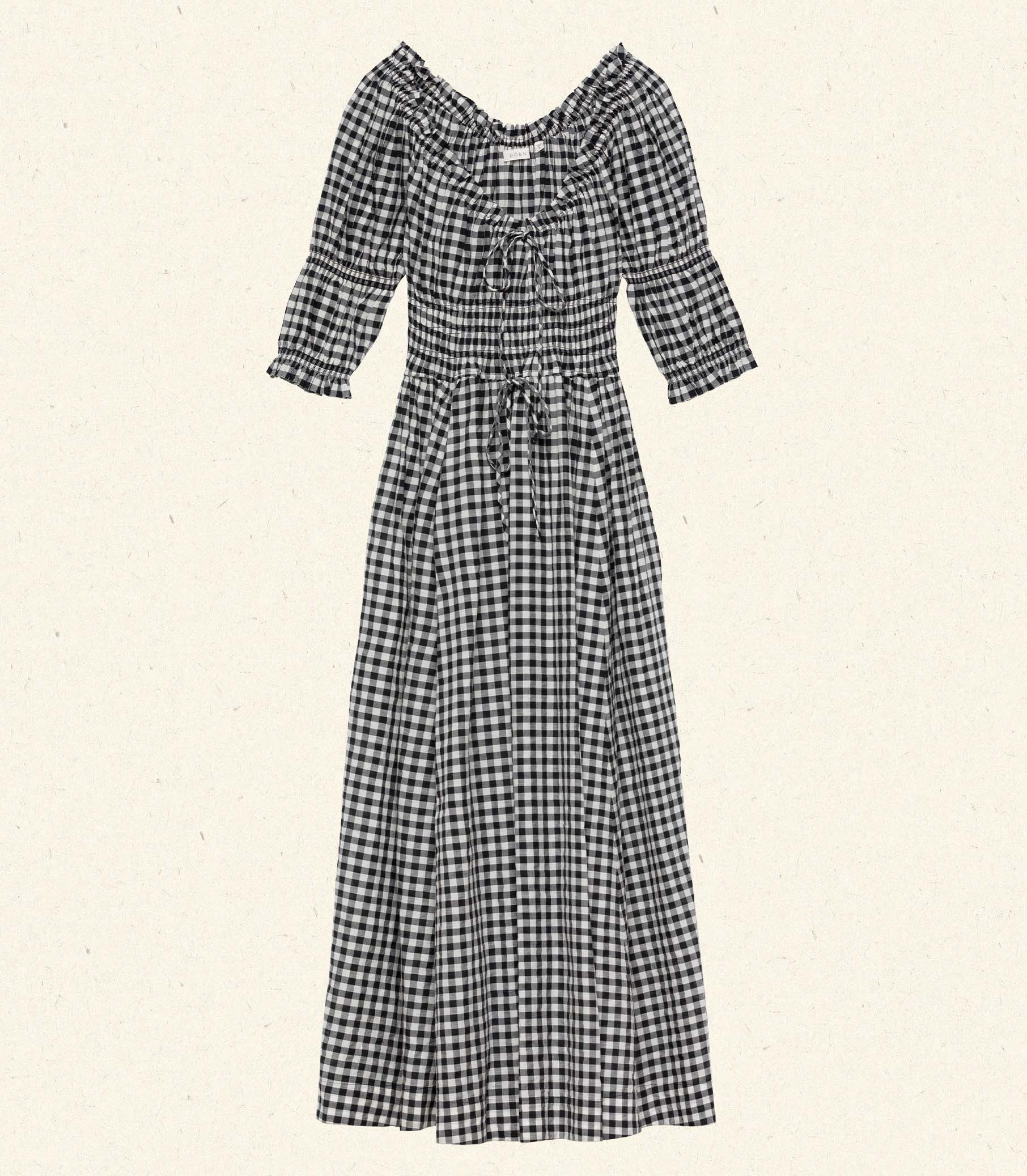 Ischia Dress - Noir Greta Gingham | DÔEN | DOEN
