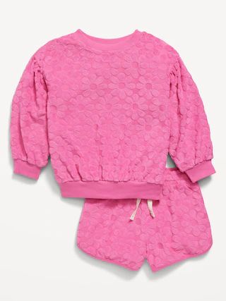 Long Puff-Sleeve Sweatshirt and Shorts Set for Toddler Girls | Old Navy (US)