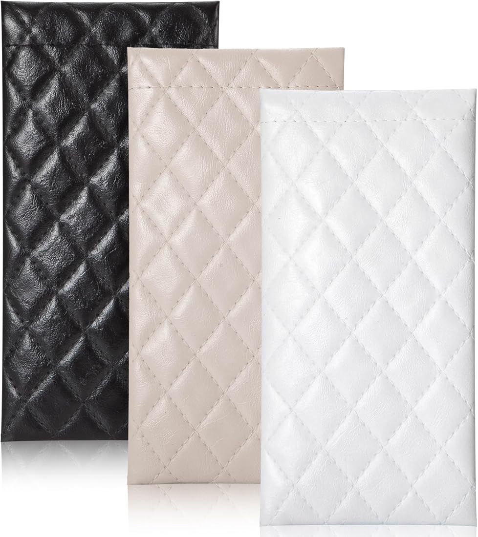 Squeeze Leather Sunglasses Pouch - 3 Pack Spring Storage Glasses Pouch Holder | Amazon (US)