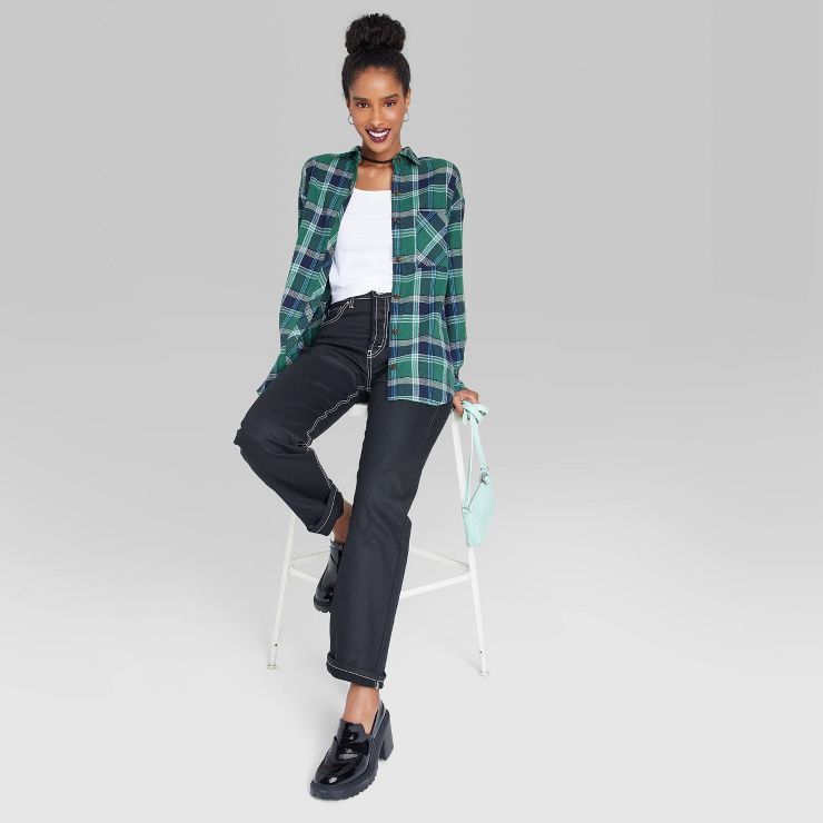 Women's Long Sleeve Hi-Low Oversized Flannel Shirt - Wild Fable™ | Target