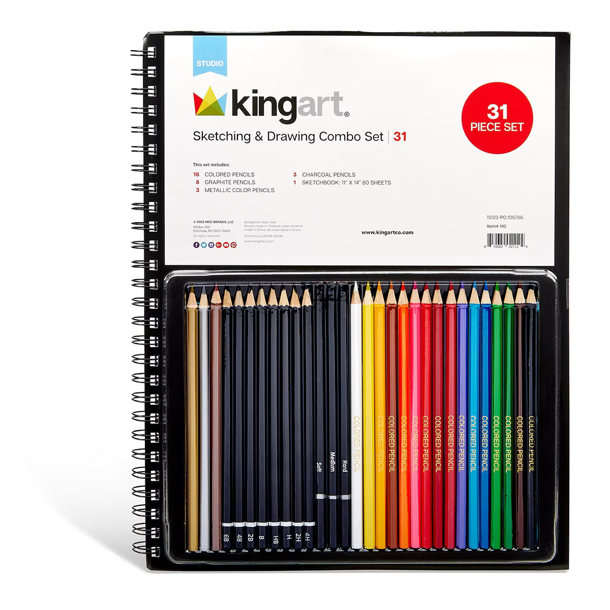 KINGART Sketch & Draw Combo, Hardcover Book & 30 pc Pencil Set | Target