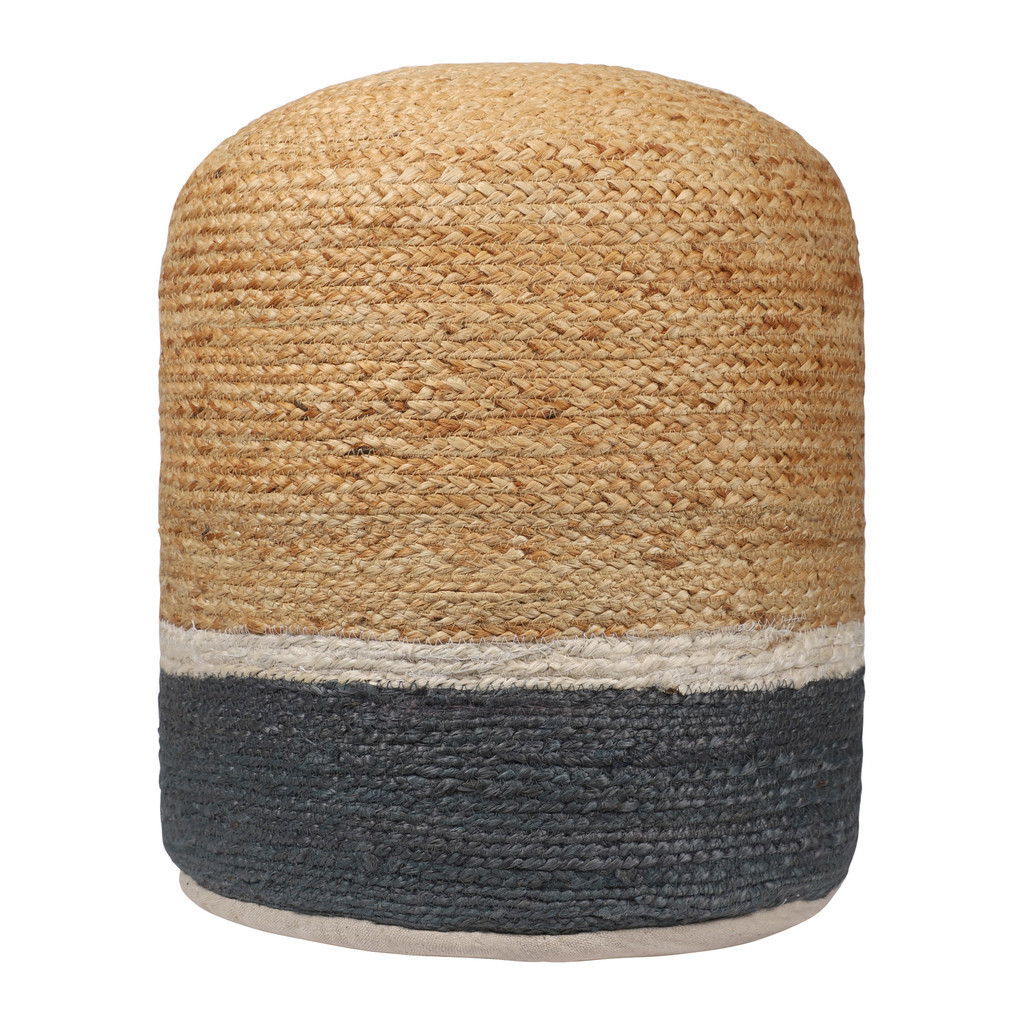 Aspho Striped Indoor Handmade Pouf In Natural and Gray | 1stopbedrooms